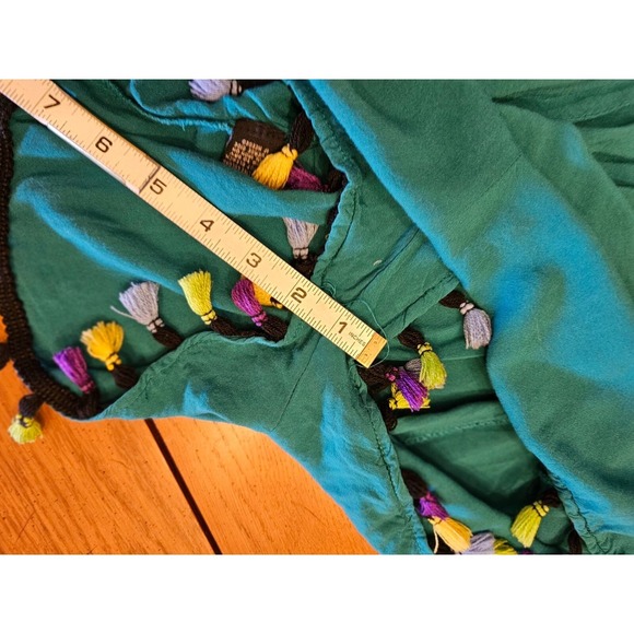 J for Justify Romper Size Medium Green Strapless Pompom hem - Picture 4 of 11